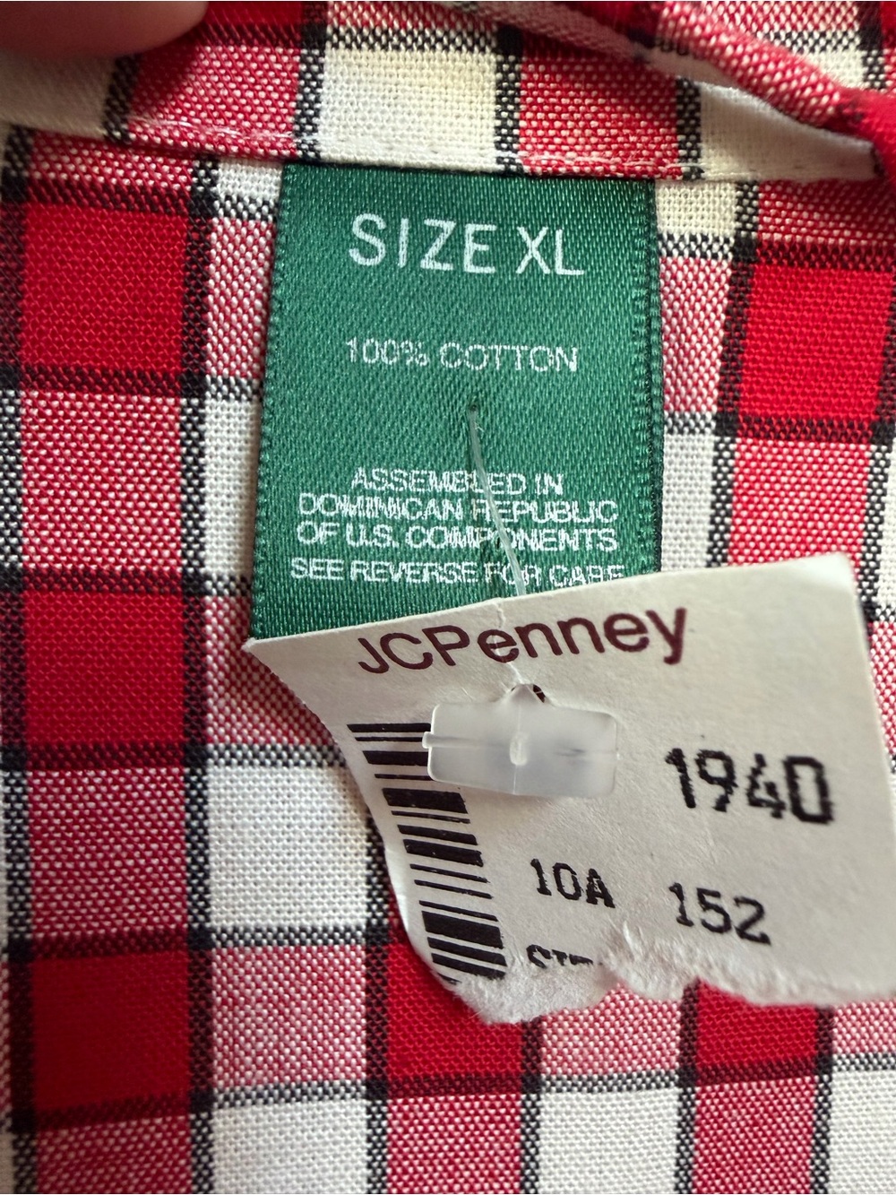 Red & White Plaid Gingham Blazer 100% Cotton Jacket Women's Size XL NOS - Picture 2 of 15